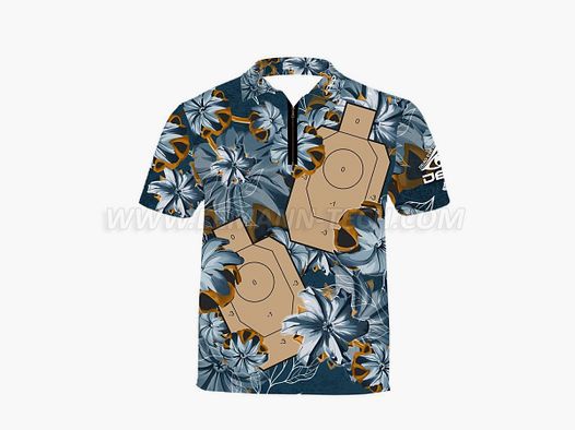 DED Blue Bullet Floral IDPA Target T-Shirt, size: 7XL, Custom Name: No Name, Clothes type: Regular (Men)