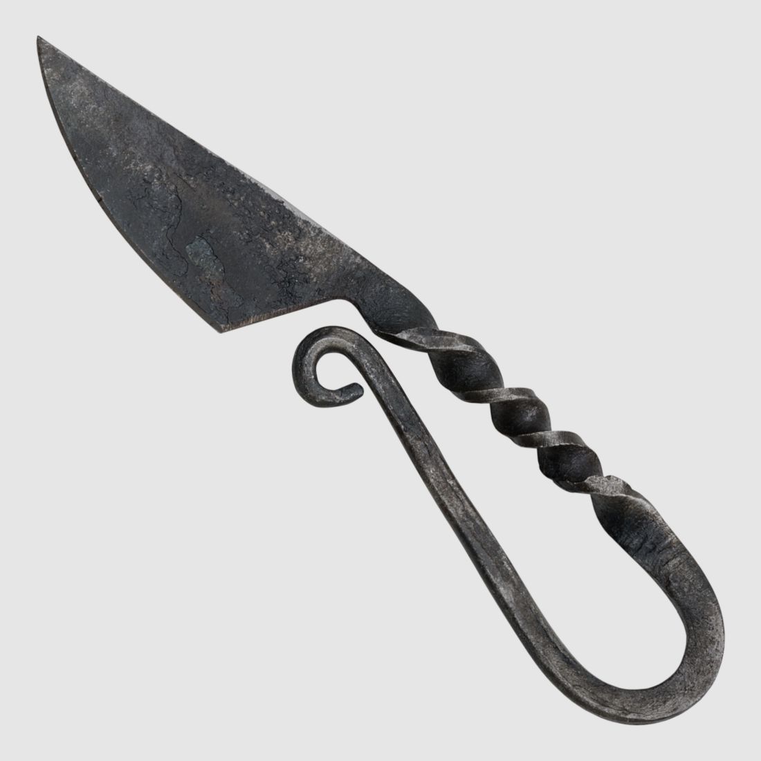 Mittelalter Messer geschmiedet tordiert mit Lederscheide