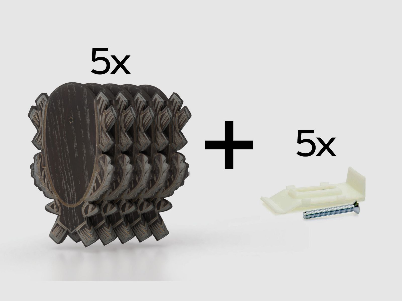 5x bouclier trophée pour chevreuil sculpté sombre (chêne 4)