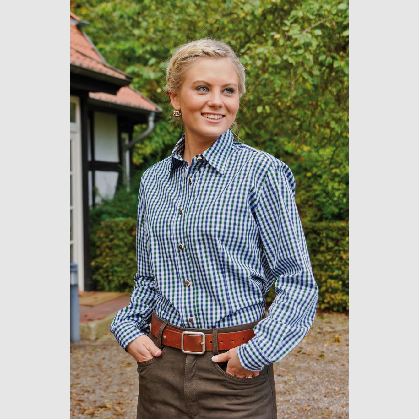 Damen Bluse 1/1-Arm - karriert