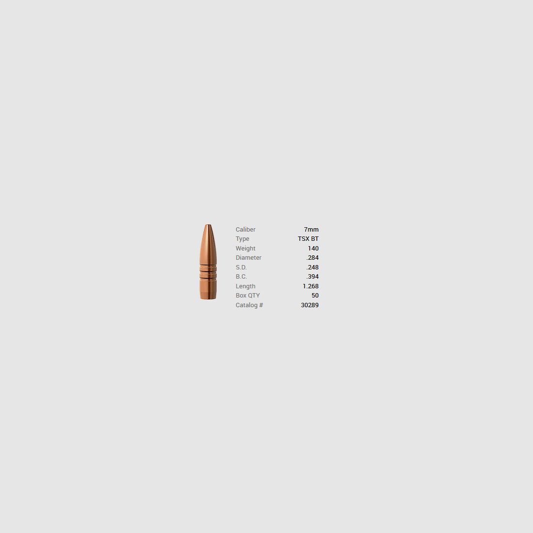 Barnes Geschoss 7mm/.284 140GR TSX BT 50 Stück