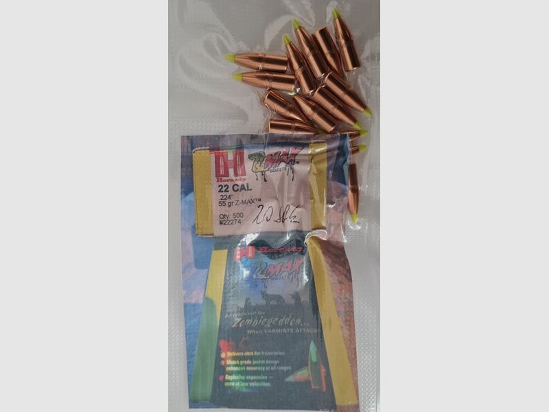 Testpack mit 20 Stück Hornady Z-Max (baugleich V-Max)