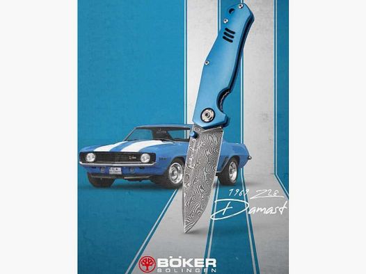 Böker 1969 Z28 Camaro Le Mans Damascus Knife