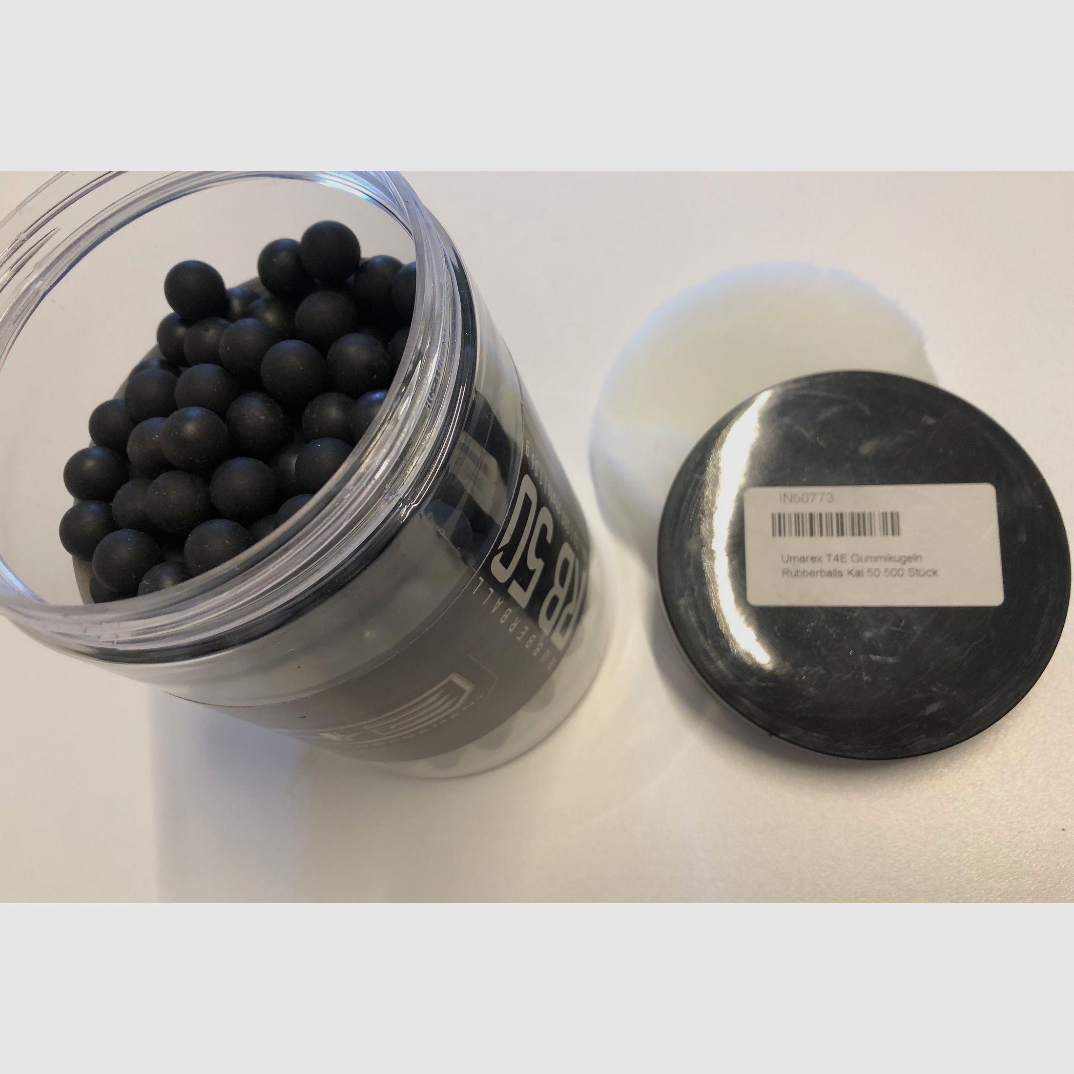 Umarex T4E Gummigeschosse Rubberballs Kal. .50 schwarz, angefangene Dose