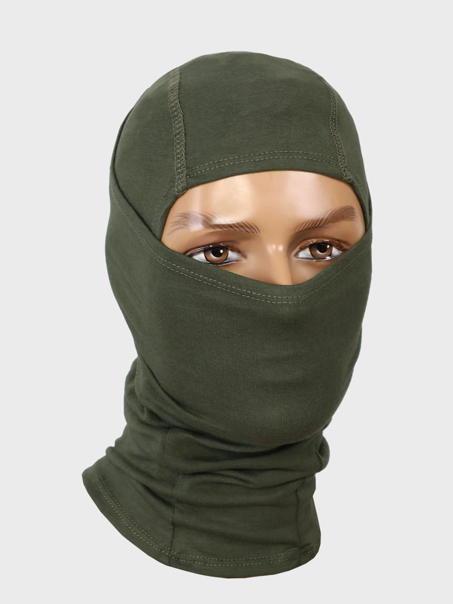 Ninja Dominator pasamontañas de algodón con Lycra, de una abertura, verde oliva