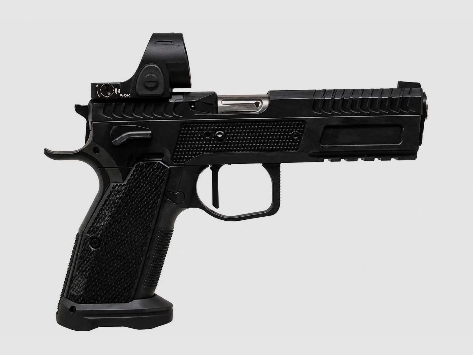 Phoenix – pistolet / Drake Standard / droitier / SA / guidon noir / Trijicon SRO / poignée en aluminium DR / Noir / 9mm