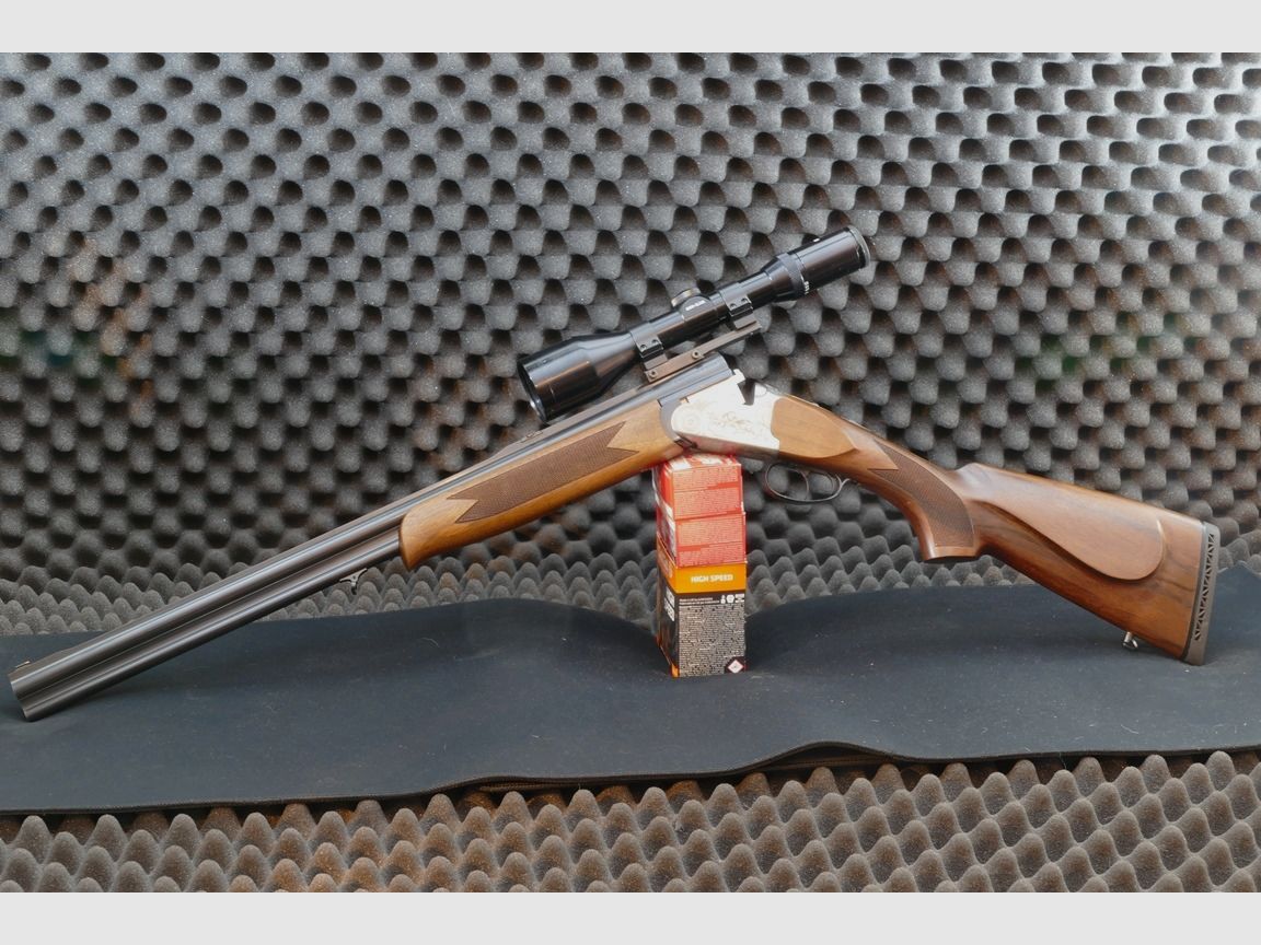 Bockbüchsflinte, Kettner, Ital. Fertigung, Kaliber 9,3x74R und 12/70.