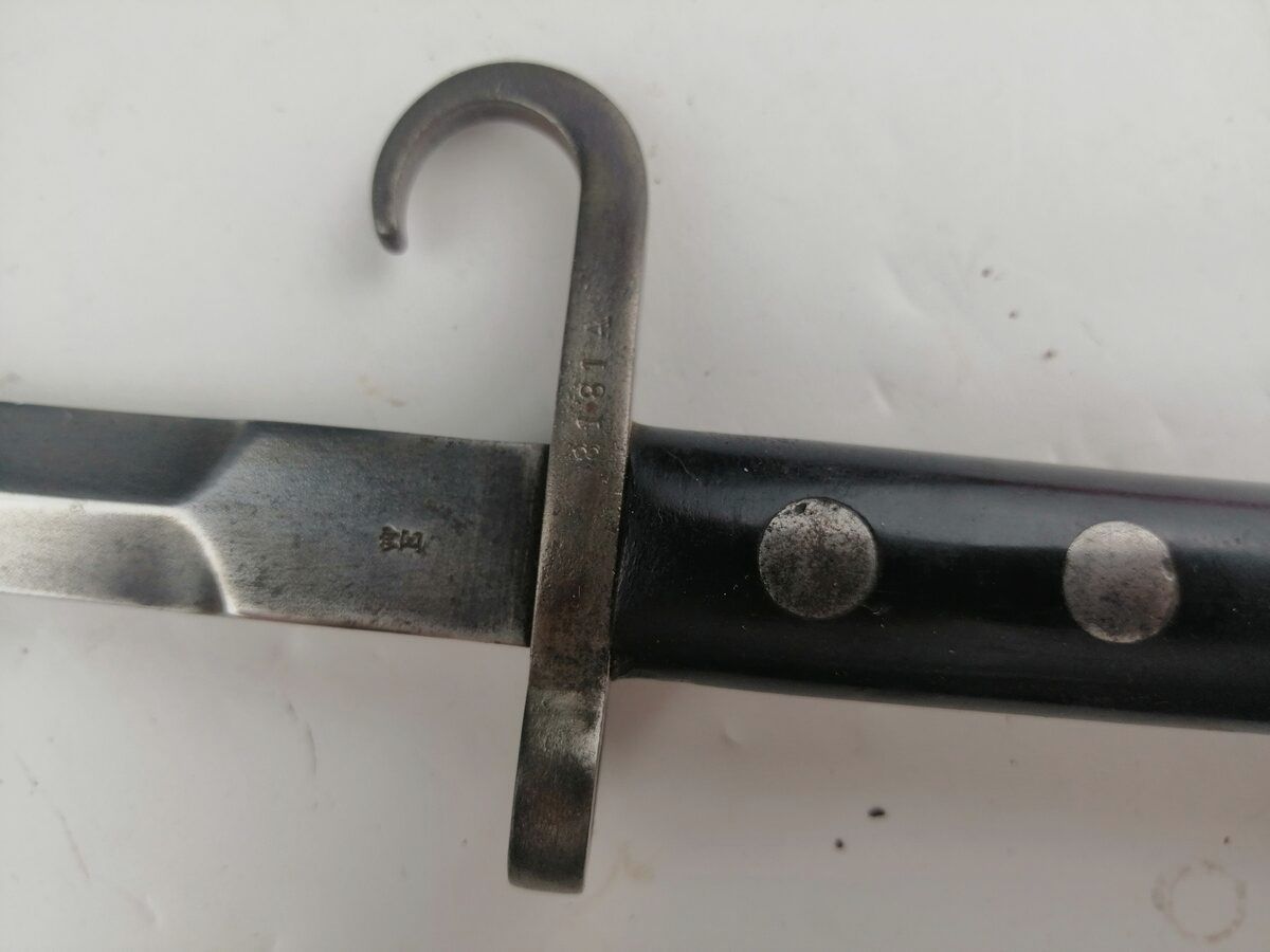 Bardzo rzadki kolonialny bagnet – Holandia "KNIL" Indie Holenderskie Model 1895 Dobre etui TBE, zdjęcie 9 z 16