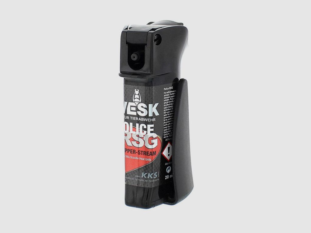 Pfefferspray KKS VESK Police RSG, Weitstrahl, mit GĂĽrtelclip, Inhalt 20ml