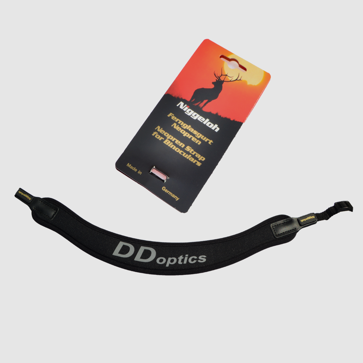 DDoptics Jumelles sangle de transport en néoprène / cordon tour de cou Noir, image 1 sur 2