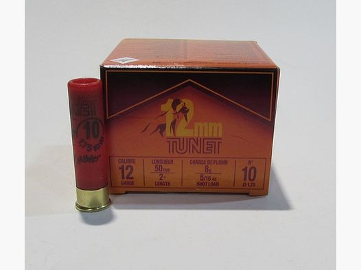 Box of 25 cartridges 12mm Tunet lead shot 10