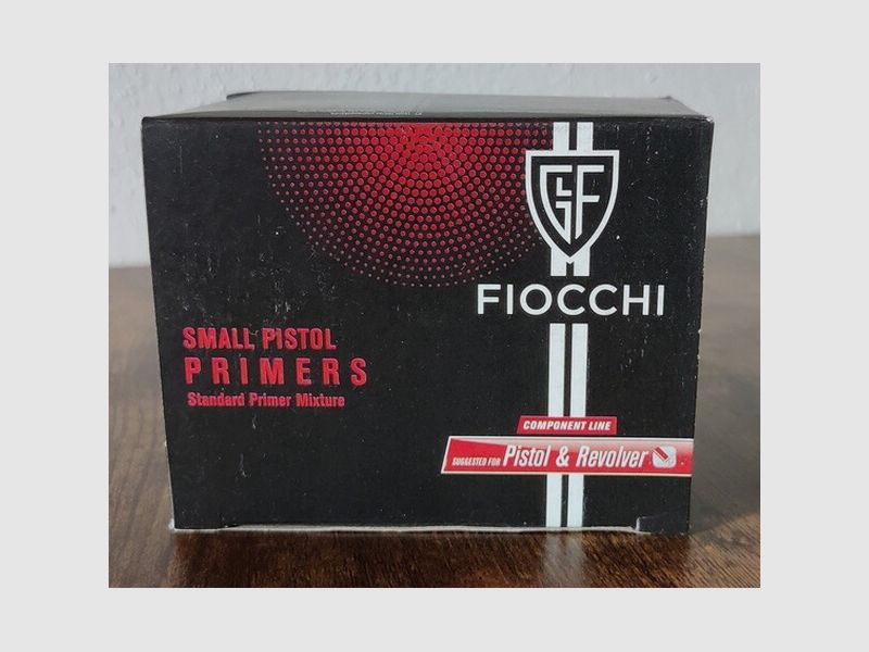 1500 St. Zündhütchen FIOCCHI Small Pistol Primers (für Pistole & Revolver)