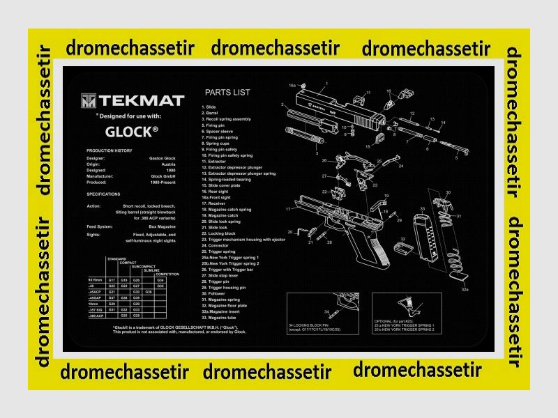 Alfombrilla de limpieza de neopreno decor Pistola GLOCK
