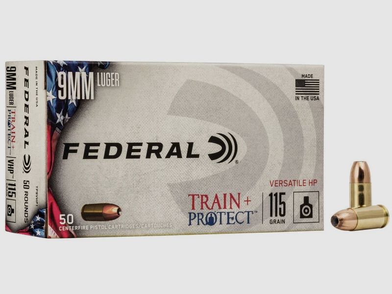 Federal Train+Project 9mm Luger 115GR JHP 50 cartouches