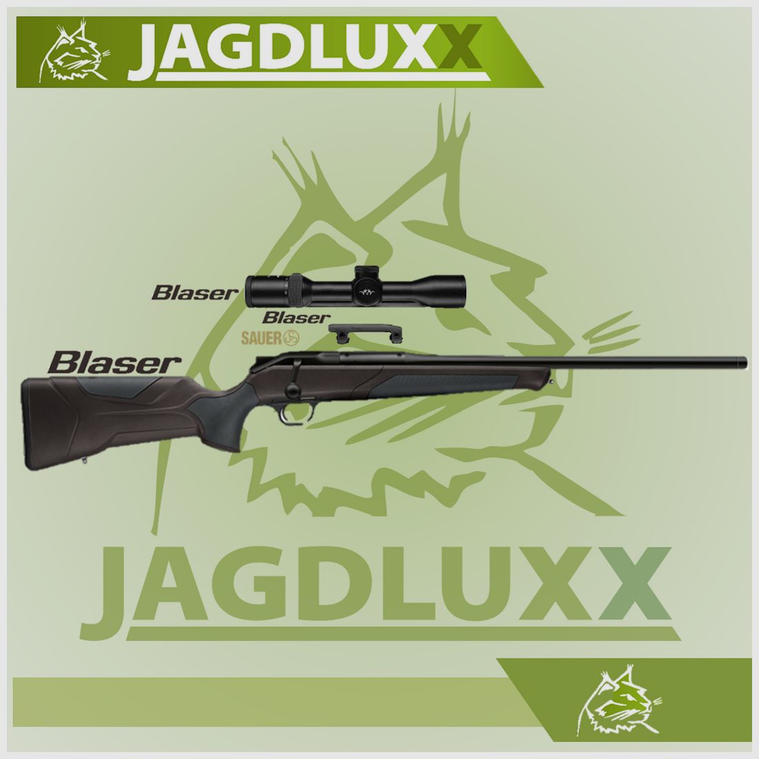 Blaser R8 Professional 2.0 en negro-marrón en conjunto completo con Blaser B2 1,7-10x42 iCS