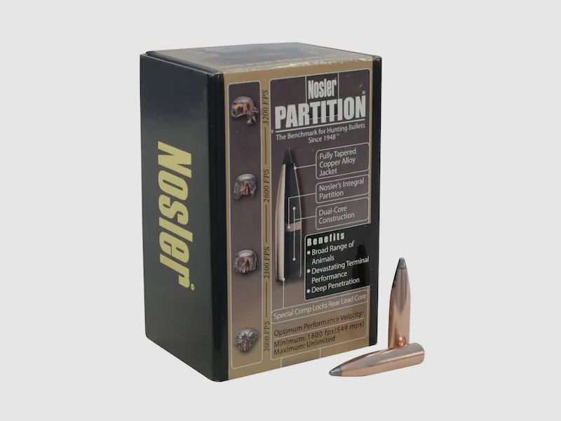 Proiettile Nosler Partition 6,5mm/.264 140GR appuntito 50 pezzi