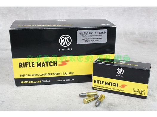 RWS	 Rifle Match "S" .22 l.r. 40gr. 2,6g 50Stück Staffelpreis