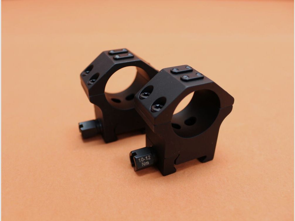 Anelli di montaggio Recknagel Era-Tac 30mm (T5003-0017) con dado, alluminio nero, BH=17mm per profilo Picatinny, immagine 2 di 5