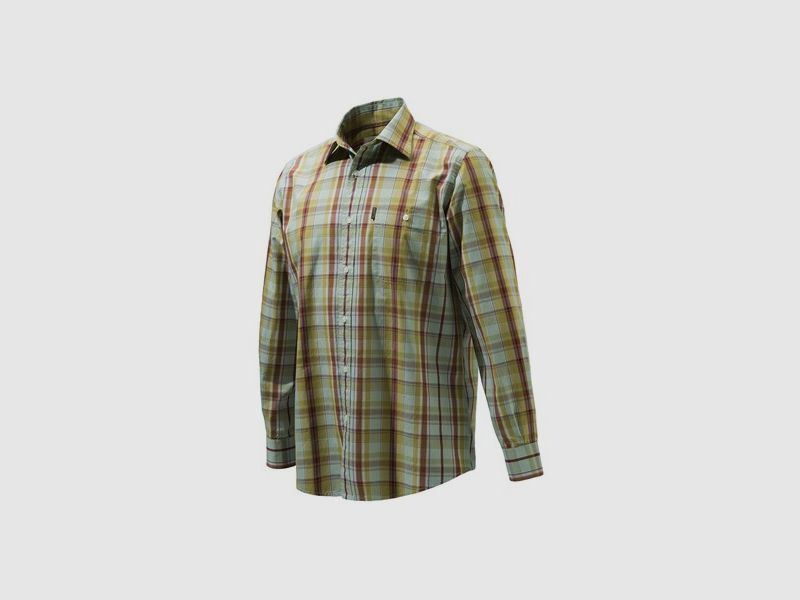 BERETTA SHIRT DRIP DRY PLAIN COLLAR GREEN&BURGUNDY LU530 07517, image 5 of 6