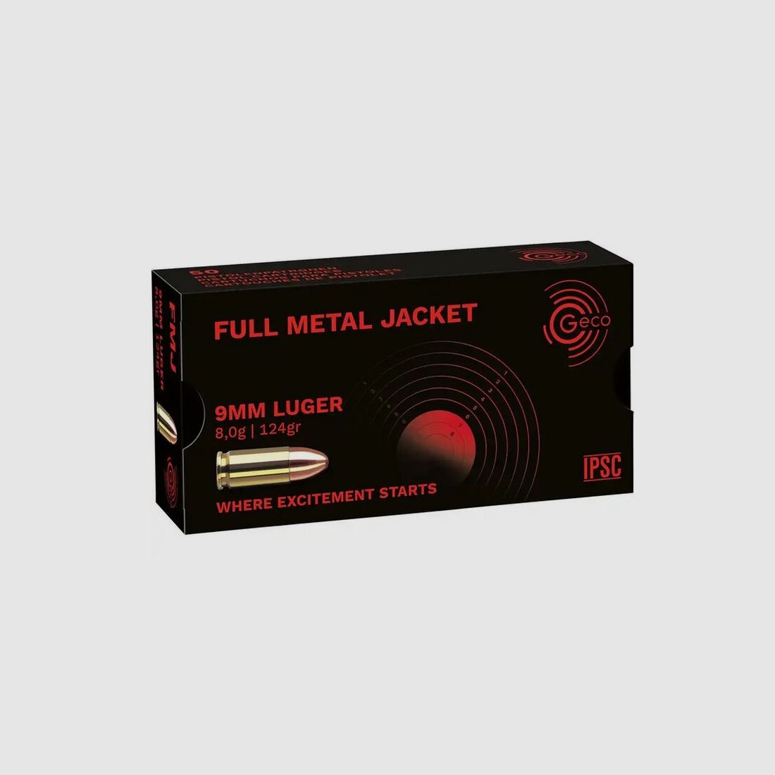 9mm Geco Munition FMJ 124 grs 1000 Stück