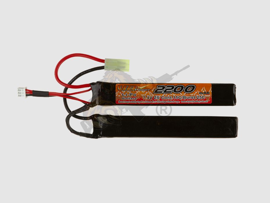 Airsoft LiPo Akku 7.4V 2200mAh 15C Stock Twin Type - VB Power