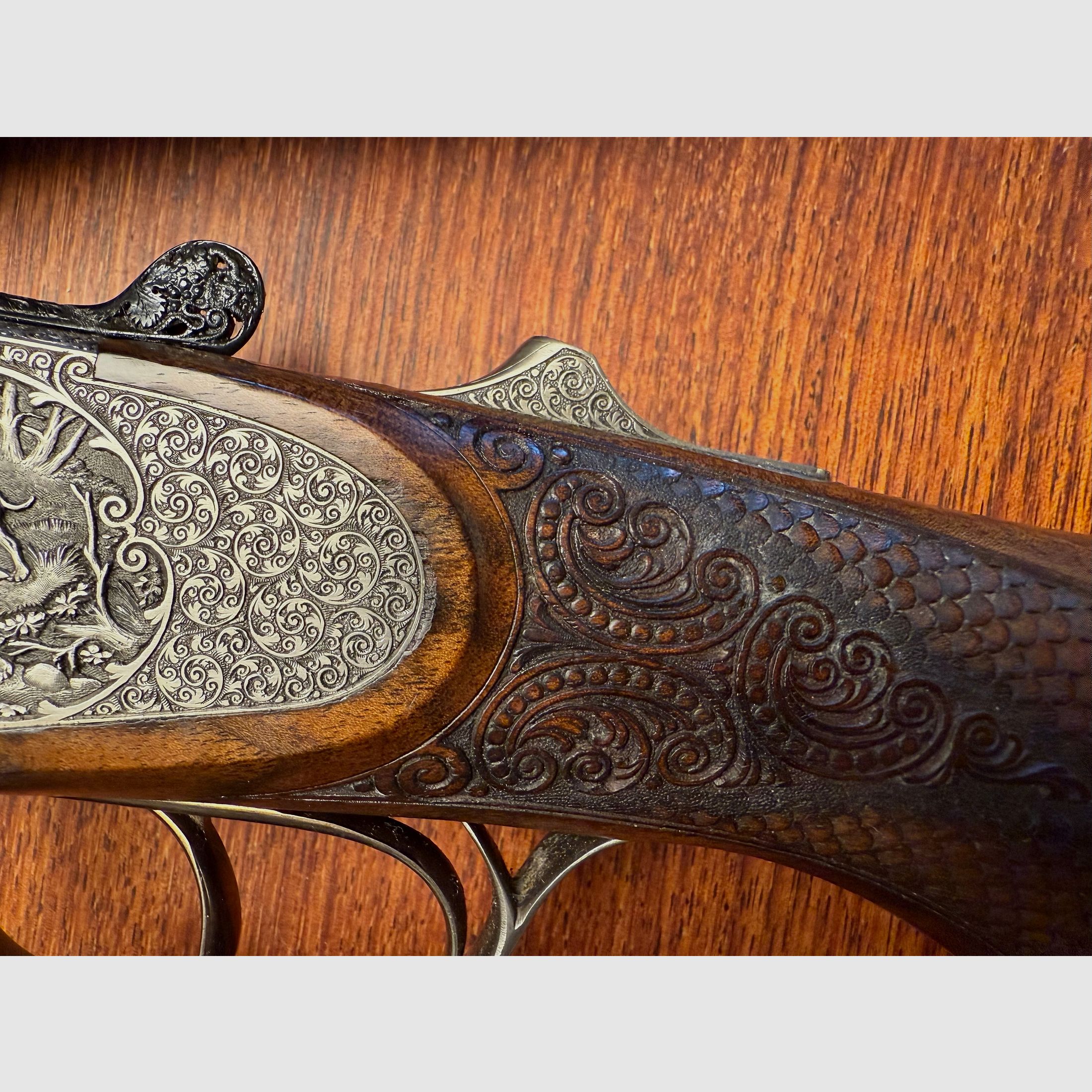 Fusil de luxe à double canon Heym avec gravure de maître (pièce unique)
