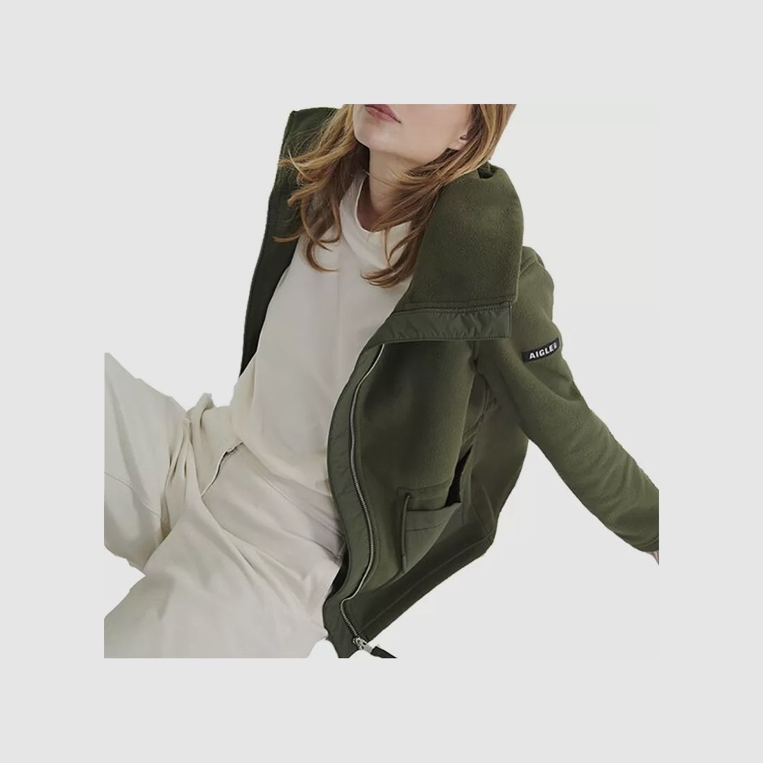 Chaqueta Forro Polar Aigle Bimaterial Verde, imagen 6 de 7