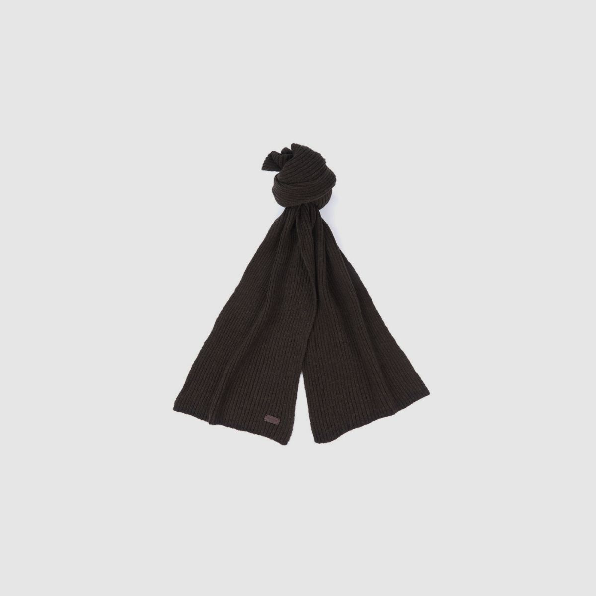 BARBOUR Gładki Wełniany Szalik Oliwkowy