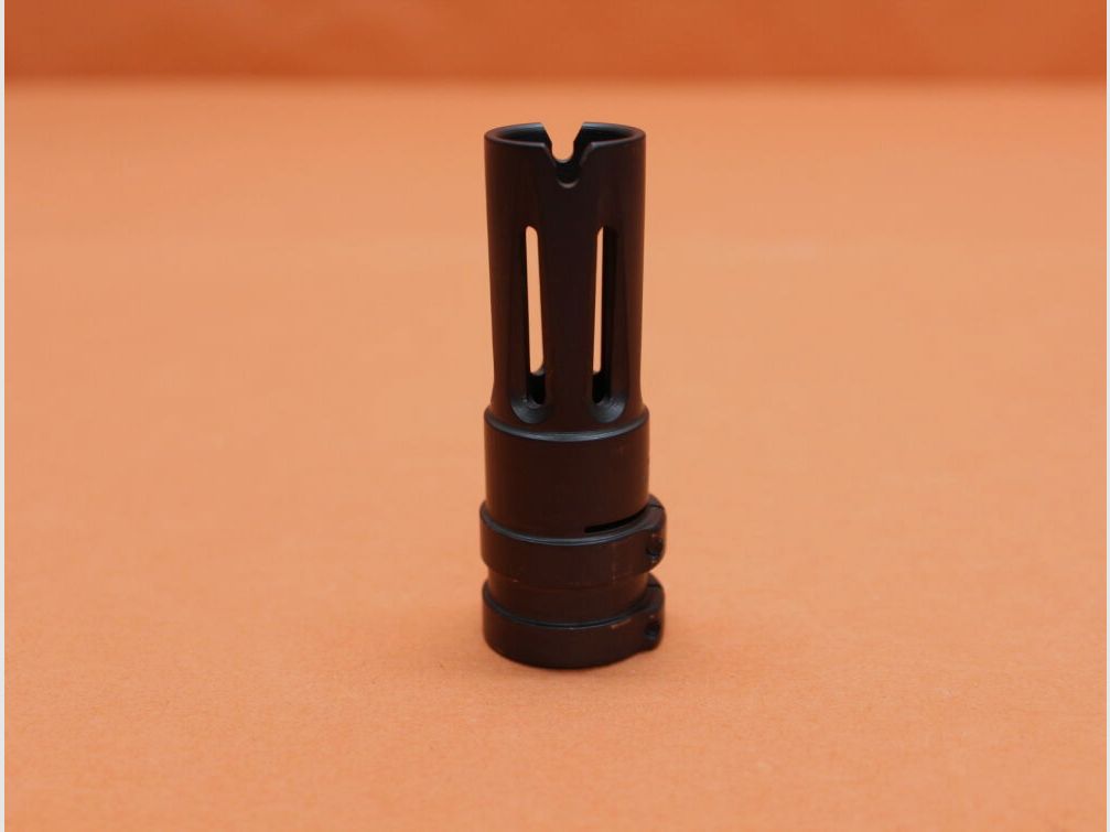 Steger Steyr Mannlicher AUG-Z : Suppresseur de flamme Steger avec fixation à pince pour canon Ø 19,8mm, acier brunie