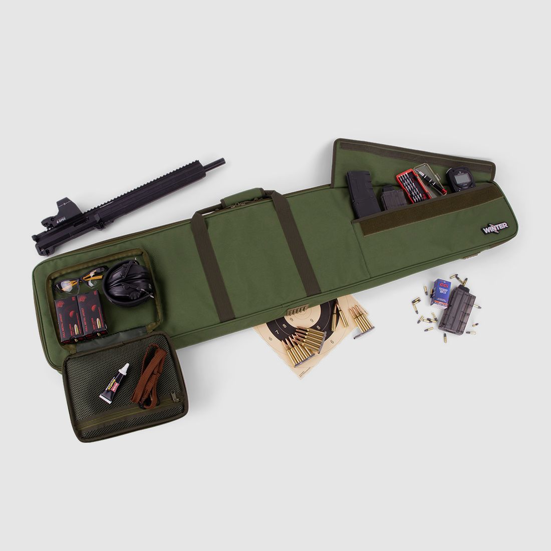 Winter Waffentasche 130 cm – 1000D (laut Grafik), abschließbar, Rucksackgurte (Forest) – JM-W5-RIFLE