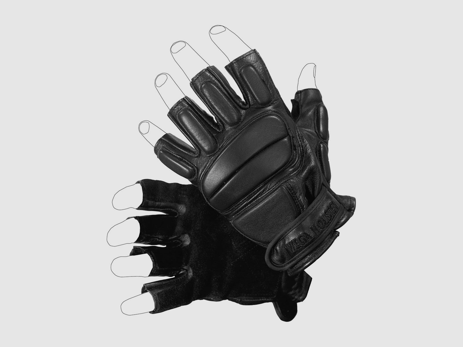 VEGA HOLSTER – “HALF ARMOUR” OPERATIVE LEATHER GLOVES – HALF FINGERS