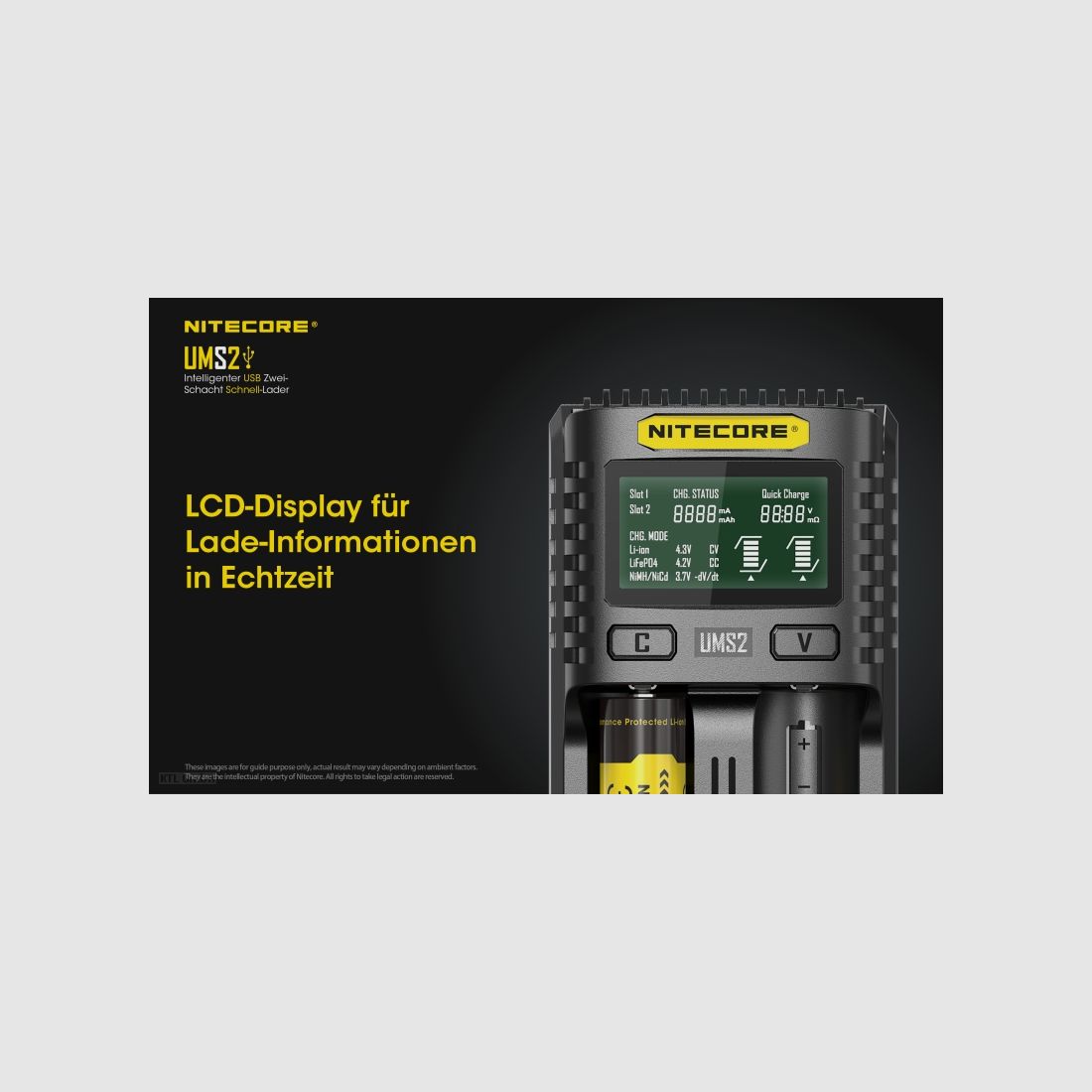 Nitecore UMS2 USB Schnell Ladegerät