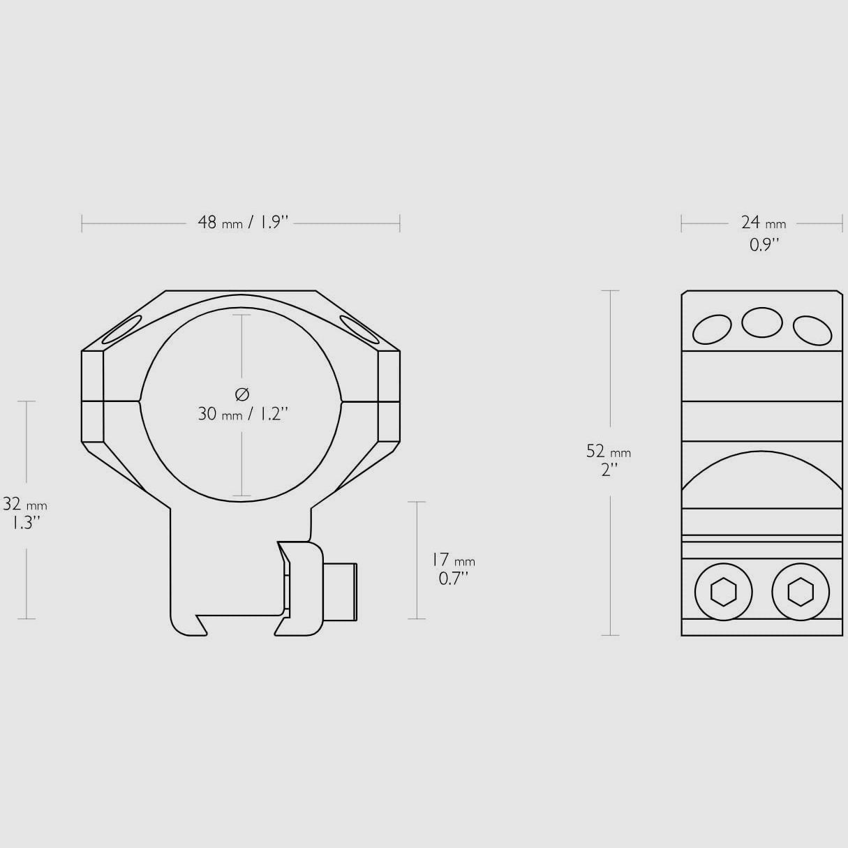 Hawke Taktische Festmontage aus Aluminium 9-11mm 30mm zweiteilig High, Bild 2 von 2