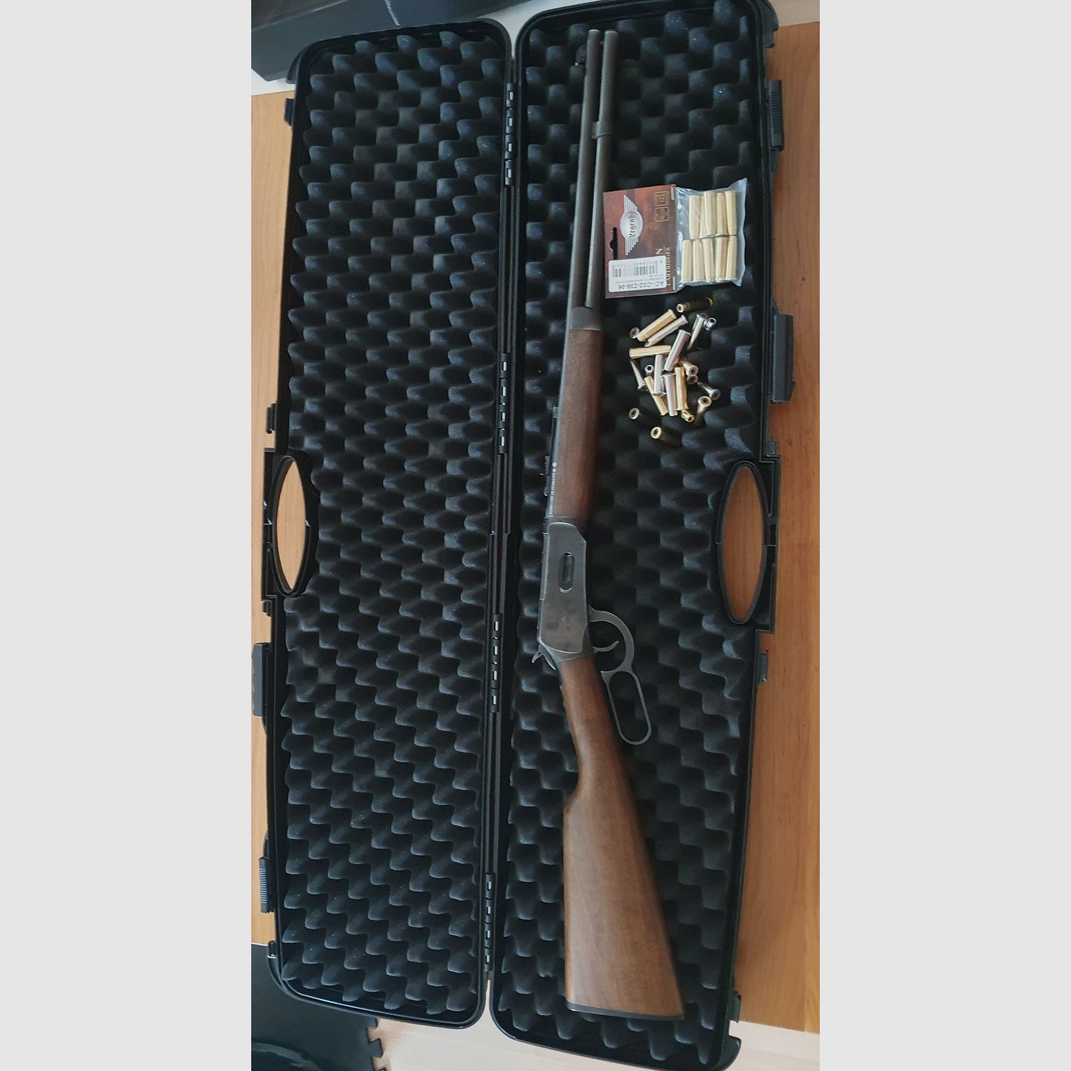 Legends Cowboy Rifle Co2 Gewehr antik finish , inkl. 34 Ladehülsen Diabolo + BB, Koffer