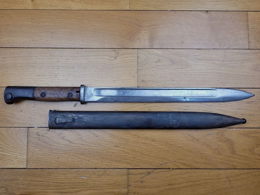 Gute deutsche Bajonett Ersatz S14 – Herstellung „Bayard“ Lüttich – ca. 1915 – Ersatz-Futteral – TBE+, Bild 2 von 13