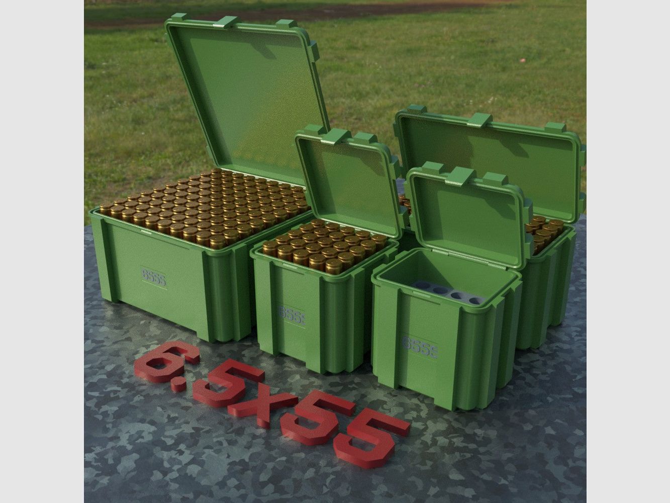 Caja de municiones Filamelt / 6.5x55 / 'tapa abatible' / caja de cartuchos, caja de municiones