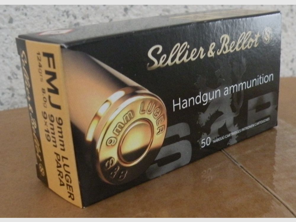 13.01.2026 --- Ab Lager! Sellier & Bellot 9mm Luger, 124 grs Vollmantel, 2.000 Stück in 50er Packungen, Euro 498,40