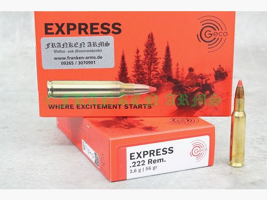 GECO Express .222 Rem. 56gr. 3,6g 20 pièces prix de gros
