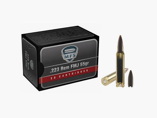 Munitions MFS Kal. .223 Rem FMJ Boat Tail 55gr – Box mit 50