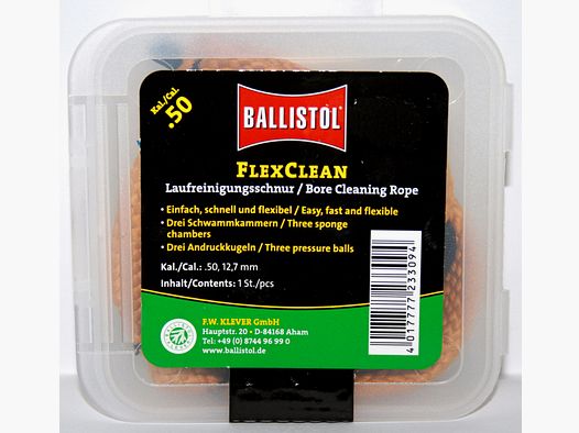 BALLISTOL Laufreinigungsschnur "FLEX CLEAN" > perfekt Kalibergenau für Pistole Büchse .50 AE 12,7mm