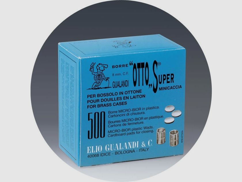 Gualandi – Borre Micro-Bior mit Karton Otto Super Minicaccia für Hülsen aus Messing – Kal. 8 mm, Bild 1 von 2