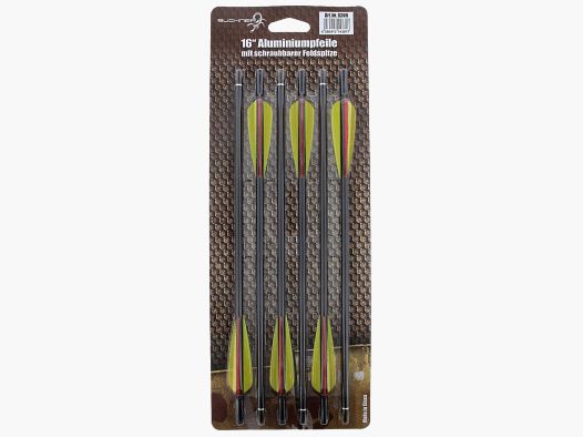 Flèches en aluminium de 16 pouces noires pour arbalète (6 flèches)