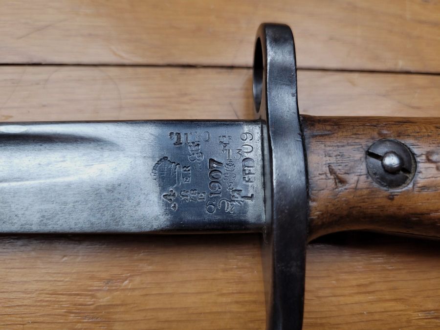 Très rare baïonnette britannique 1907 à quillon – fourreau 2° type – Rifle Brigade – porte-fourreau – TBE, image 11 sur 16