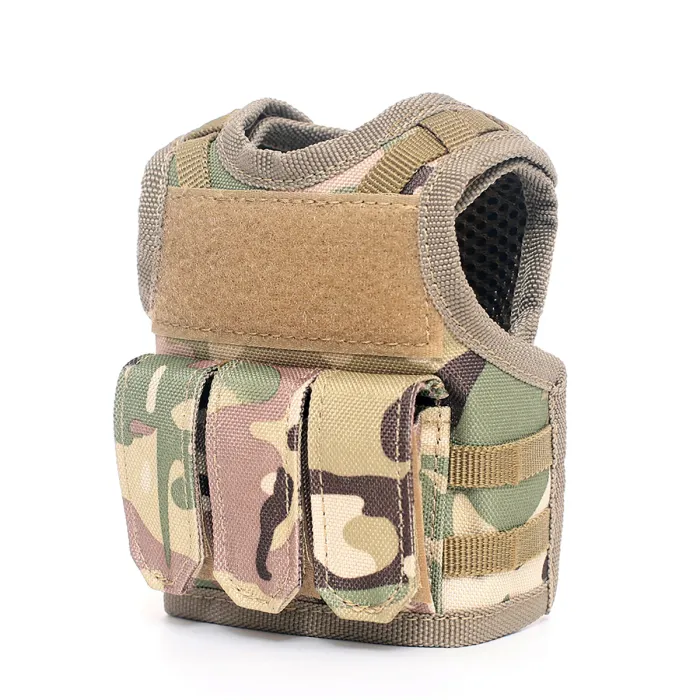 Mini Tactical Schutzweste mit Fronttaschen für Bierflasche / Weinflasche / Thermosflasche - MultiCam, Bild 3 von 7
