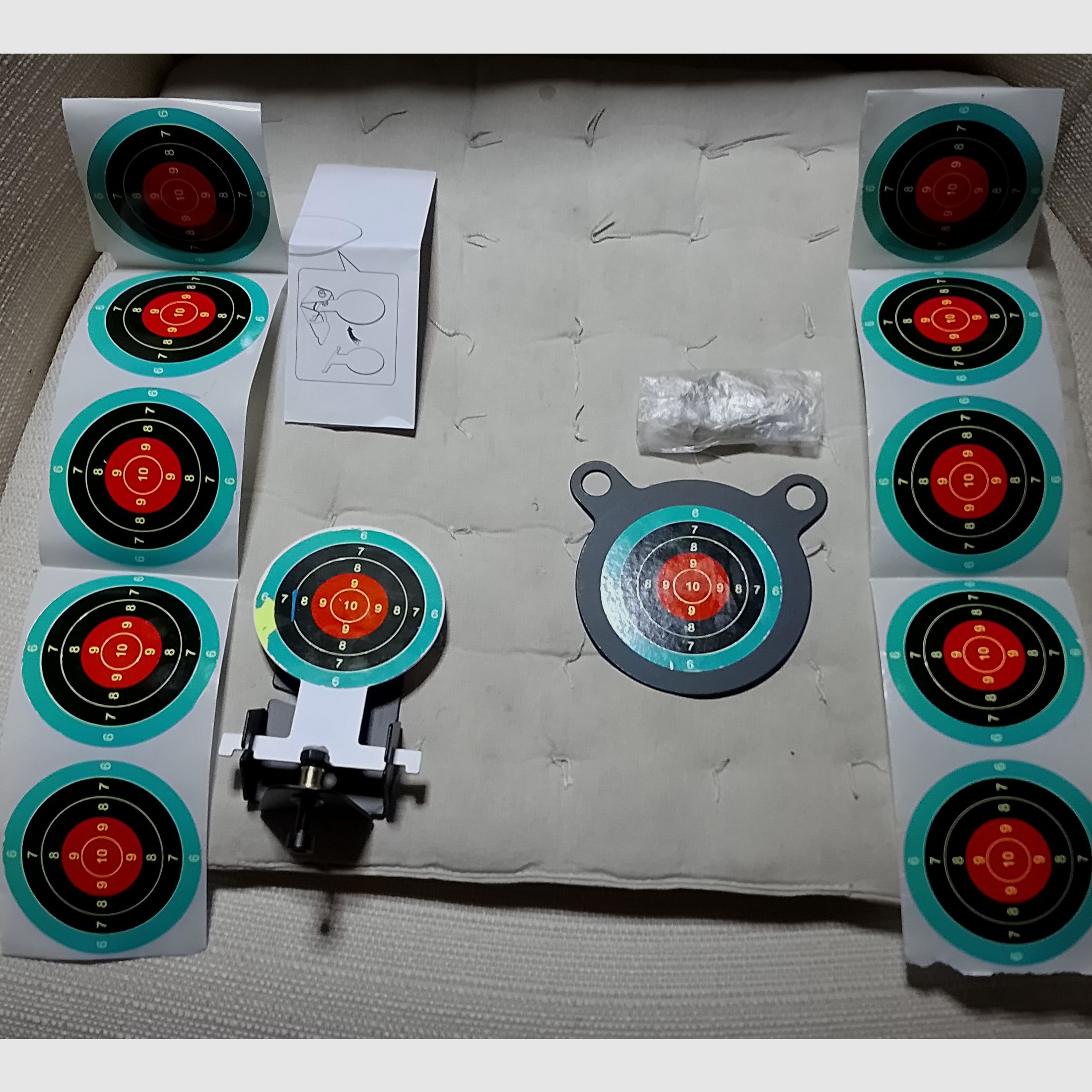 Zielscheiben Target Plinking Metall Aufkleber Aufsteller klappbar Aufhänger 4 Sets zur Wahl verschiedene Ziele Airsoft Softair Luftgewehr 