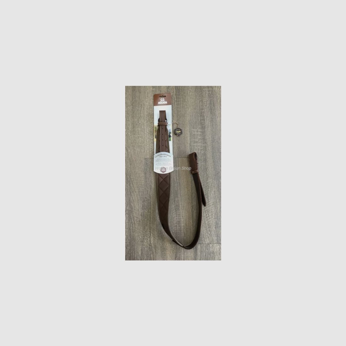 AKAH Gewehrriemen aus Elchleder, mit Polsterung, gesteppt, Braun, L100cm, B 6cm.