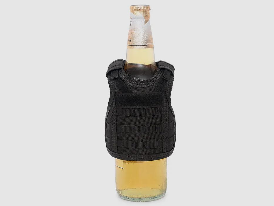 Mini protective vest for beer bottle / wine bottle / thermos bottle - black