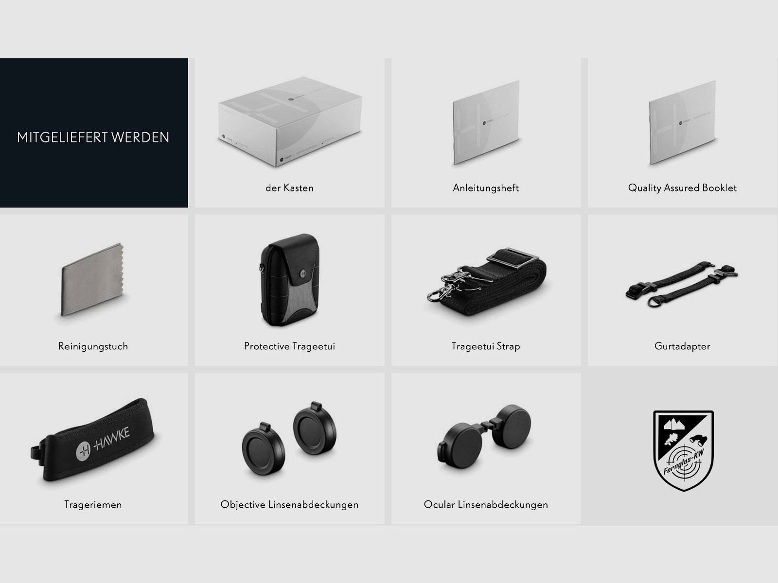 HAWKE 38008 Frontier H DX 10x32 binoculars gray with accessories