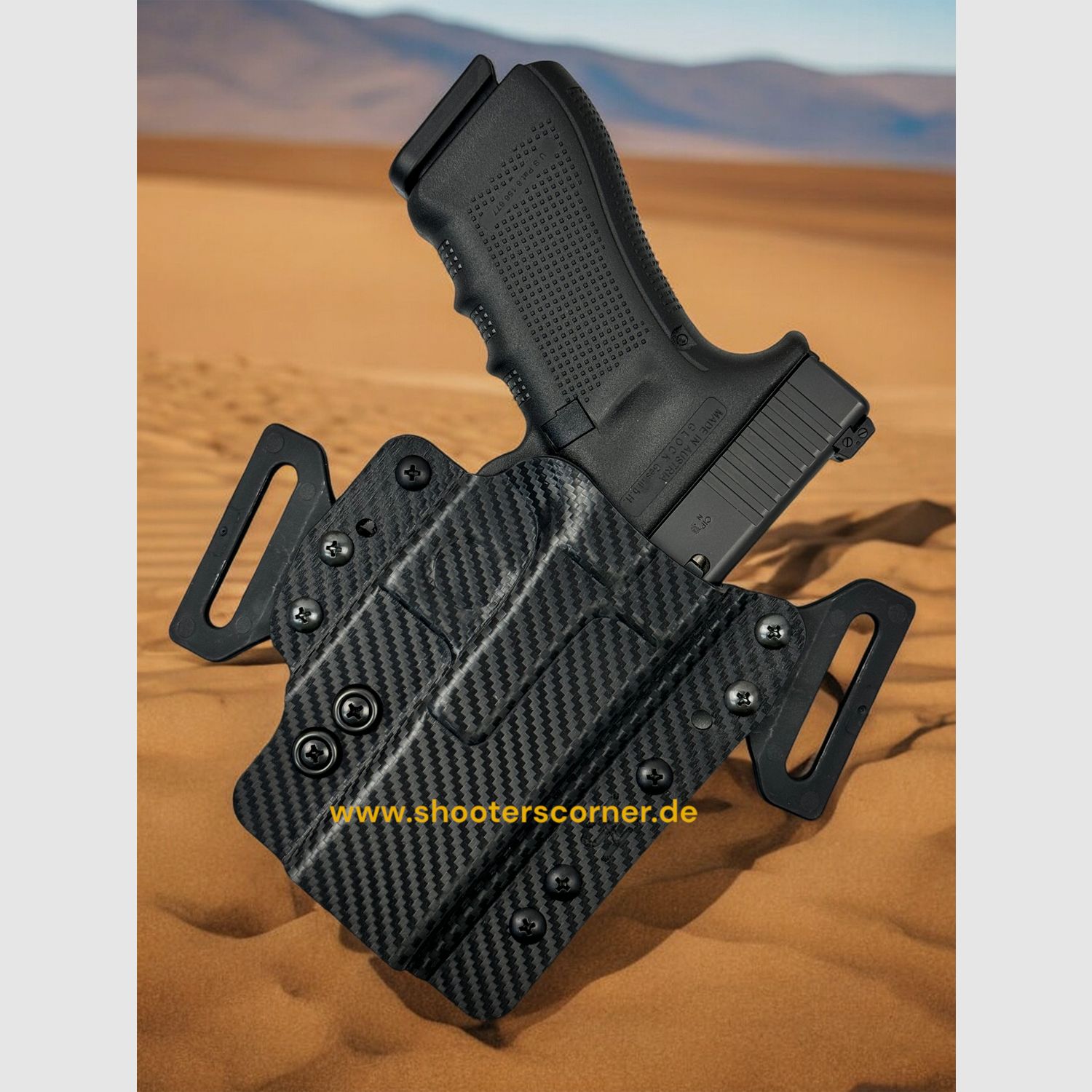 Höppner e Schumann OWB Holster Glock 17/34 nero-carbonio DX/SX