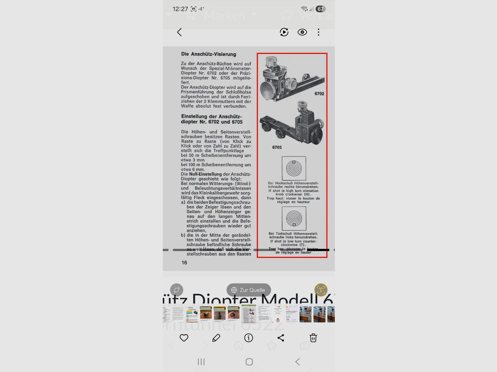 Anschütz Diopter 6705 plus Gehmann Irisblende 8-22 Diopterscheibe D75 Diopterblende